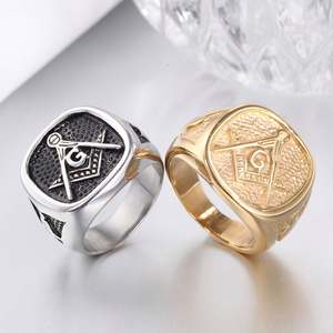 Anillos Masónicos de Acero Inoxidable 316 L para Hombre, Estilo Vintage, Sin Decoloración ni Deslustre, Joyería para Uso Diario - Product Image 5