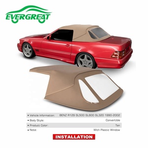 Capote Convertibile in Tela TAN per <span class=keywords><strong>Mercedes</strong></span> <span class=keywords><strong>R129</strong></span> SL 1990-2002, Produzione Cinese, MBZ212156 - Product Image 2