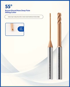 55 graden Wolframstaal diepe groef ronde neus frees met lange hals, ruimtebesparende verlengde legering frees - Product Image 2
