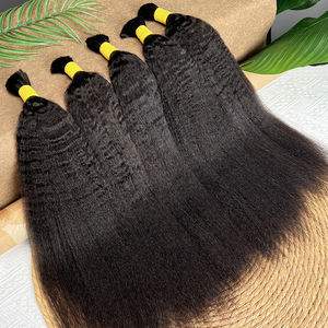 Cabello Humano Liso Rizado 12A para Trenzas, Sin Trama, 100g, Cabello Humano Indio Liso Yaki a Granel para Trenzas Bohemias - Product Image 2