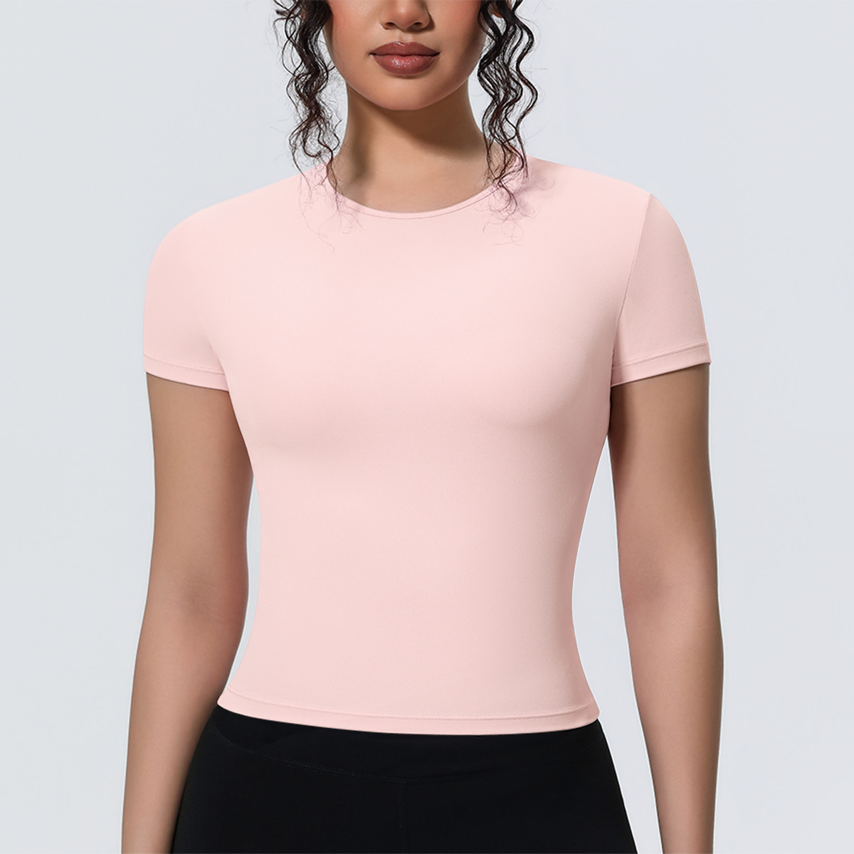 Women's Casual Workout T-Shirt Tops High Elastic Slim & Breathable Yoga Wear Short Sleeve Sports Running Fitness Top Plus Size