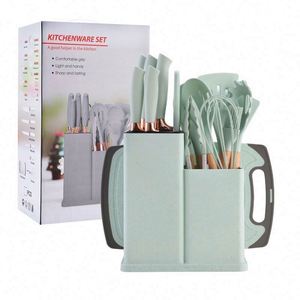 19-Piece Stainless Steel Kitchenware Set Non-Stick <b>Silicone</b> Utensils Wood Soup Spatula Spoon Holder Cooking Baking <b>Tools</b> - Product Image 3