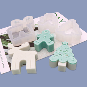 Moldes de Silicona de Grado Alimenticio para Jabón y Velas Navideños, Diseño Moderno y Fácil de Desmoldar, con Formas de Árbol de Navidad, Hombre de Jengibre y Reno, Aptos para <span class=keywords><strong>Lavavajillas</strong></span> - Product Image 4