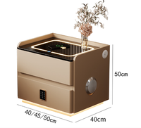 Mesa de Centro Moderna con Luz LED, Carga Inalámbrica, Cajón Refrigerador, Mueble Inteligente para el Hogar, Refrigerador de Noche