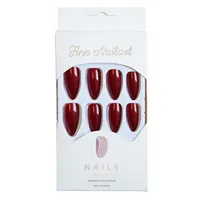24 stuks wijnrode Y2K trendy kunstnagels, volle nageltips, voor op de vingers, hoge kwaliteit ABS plastic kunstnagels