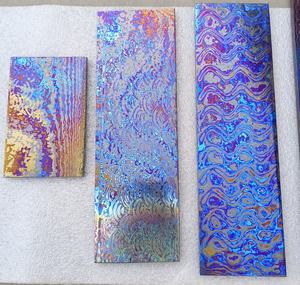 Ukuran kustom <span class=keywords><strong>Titanium</strong></span> Damaskus <span class=keywords><strong>Billet</strong></span> mokti kosong Timascus Mokuti piring untuk pembuat pisau - Product Image 1