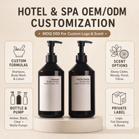 Ensemble shampoing et gel douche personnalisé ODM OEM, kit de soins capillaires et corporels à marque privée avec logo, parfum et emballage personnalisés pour hôtel et spa