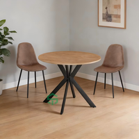Table à manger ronde minimaliste moderne extensible avec pieds en métal robustes, meubles pour la maison qui permettent de gagner de la place