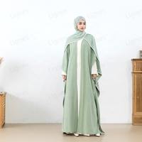 Lignes Green Cardigan Muslim Women Abaya-Design élégant et dernier cri pour les femmes émiraties, fête et soirée, 2 pièces, Petite & 10XL