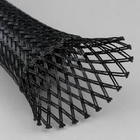 Tubo de malla trenzada expandible de PET negro antidesgarro para envolver arneses de cables automotrices
