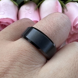 Coolstyle takı 8mm toptan eğimli mat Finish moda nişan düğün Band siyah volfram karbür yüzük erkekler kadınlar için - Product Image 6