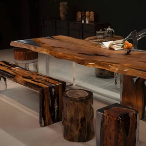 Mesa <span class=keywords><strong>de</strong></span> Comedor Personalizada <span class=keywords><strong>de</strong></span> Alta Gama, Fabricada con Madera Maciza <span class=keywords><strong>de</strong></span> <span class=keywords><strong>Olivo</strong></span> y Resina Epoxi Transparente Saturada, Estilo Cristal <span class=keywords><strong>de</strong></span> Hielo, Precio <span class=keywords><strong>de</strong></span> Fábrica - Product Image 4