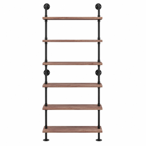 Étagère murale en tuyaux de fer rustiques et modernes, style industriel, en bois, fabriquée par un grand fabricant - Product Image 1