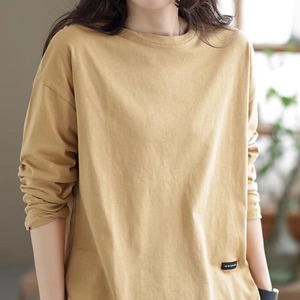Crew Neck Solid Color Long Sleeve Loose T-Shirt Green Polyester Daily Wear Women's Top - Product Image 2