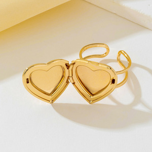 Cadre <span class=keywords><strong>photo</strong></span> DIY en acier inoxydable plaqué or 18 carats, réglable et ouvert, texture moderne en forme de cœur, simple, simple, cadeau tendance - Product Image 2