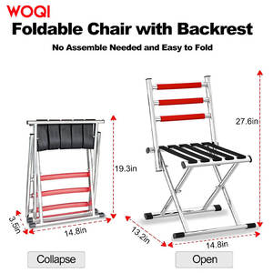 Chaise pliante de camping WOQI en aluminium, tissu Oxford rouge, siège portable d'extérieur pour jardin avec dossier - Product Image 4