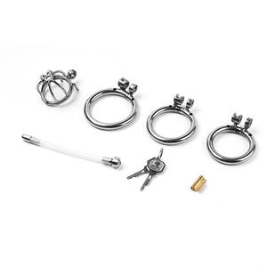 304 roestvrij staal kort mannelijk kuisheidsapparaat pikkooi met medische siliconen urethrale geluidscatheter seksproducten - Product Image 2