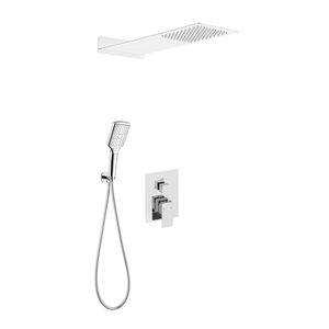 Wall Mount Rainfall <b>Shower</b> <b>System</b> Chrome Brass Thermostatic Faucet Minimalist Design 1 Handle Rectangle Head Bathroom - Product Image 4