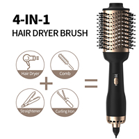 Sèche-cheveux électrique professionnel 4 en 1 avec brosse pour lisser et boucler les cheveux