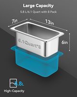6er-Pack Volle Größe 1/1 GN Edelstahl Silber Anti-Klemm-Dampftafelbehälter Amerikanischer Stil Traditionelle Rechteckige Behälter für Hotels und Restaurants
