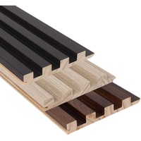 Grille en bois massif à rainures profondes, finition mate naturelle, insonorisante, pour accent TV de condo