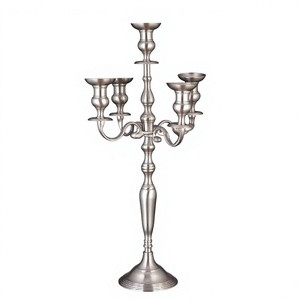 Meilleures ventes : Candelabre à 5 bras en métal couleur étain pour la décoration de la maison, du salon, de l'hôtel, des mariages et de Noël - Product Image 1