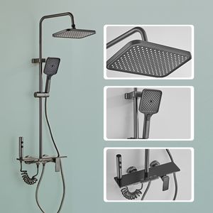 Luxe noir mat salle <span class=keywords><strong>de</strong></span> bain <span class=keywords><strong>douche</strong></span> robinet système thermostatique pluie pommeau <span class=keywords><strong>de</strong></span> <span class=keywords><strong>douche</strong></span> <span class=keywords><strong>douche</strong></span> à main bidet pulvérisation céramique Valve noyau - Product Image 2