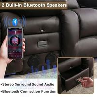 Sofá Reclinable Moderno de Dos Plazas en Cuero Sintético Marrón con Control Remoto, Luz Ambiental LED, Altavoces Bluetooth y Puertos USB para el Hogar