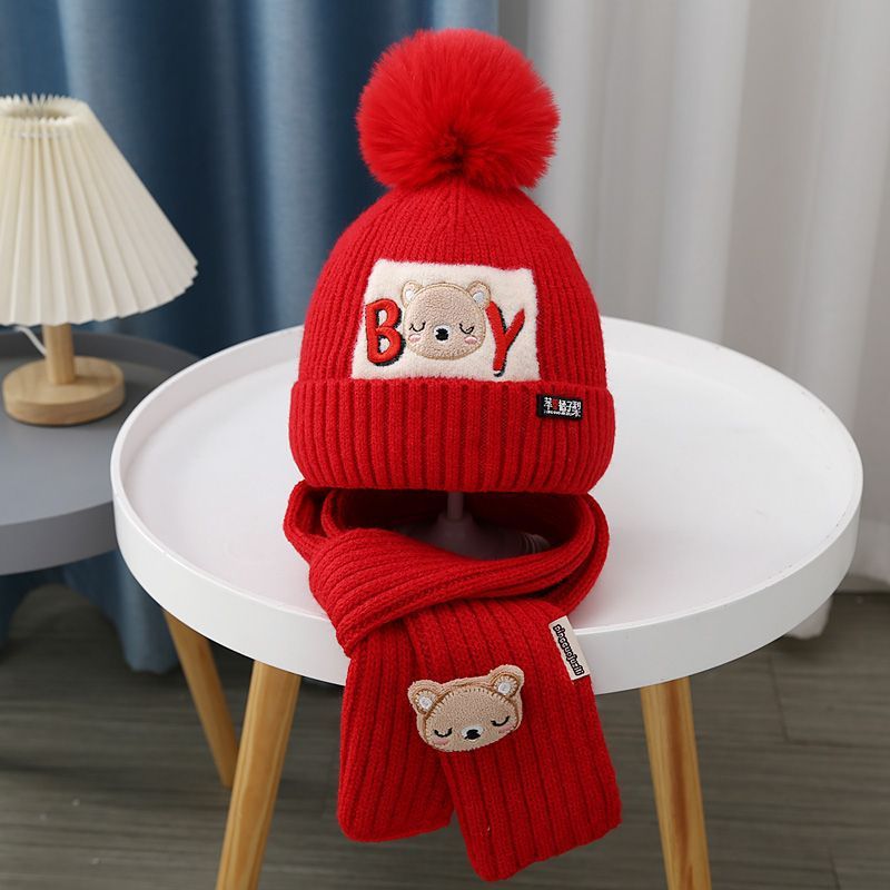 Set due pezzi con testa di orsetto - rosso