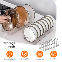 Étagère en fil métallique personnalisable avec logo, design à trois niveaux pour assiettes, couvercles de casseroles, contenants à épices et rangement de cuisine de restaurant