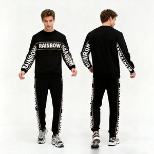 Tuta Sportiva Unisex Personalizzata con Logo Stampato, Set <span class=keywords><strong>Trendy</strong></span> in Cotone con Felpa e Pantaloni, <span class=keywords><strong>Abbigliamento</strong></span> Streetwear OEM - Product Image 3