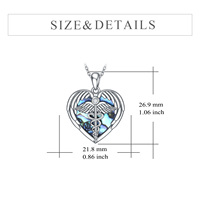 Design classique en argent sterling 925 coquille d'ormeau sceptre amulette ailes d'ange collier pendentif coeur