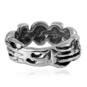 yunnique Skull <b>Ring</b> <b>Titanium</b> Steel Men's Punk Hip Hop Jewelry Gift Geometric Design Steel Color - Product Image 3