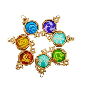 Nouvelle Version jeu Genshin Impact <span class=keywords><strong>oeil</strong></span> de dieu Fontaine porte-clés métal lumineux pendentif porte-clés - Product Image 1