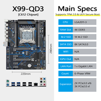 Nouvelle carte mère PANDL X99-QD3 double PCIe3.0 X16, compatible avec les processeurs Intel Xeon E5 V3 V4, 4 emplacements DDR3, SATA3.0, NVMe M.2, carte mère X99