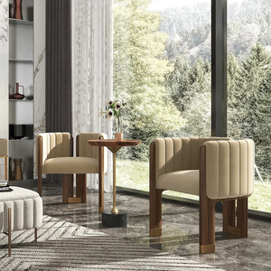 เก้าอี้พักผ่อนหุ้มกำมะหยี่ลายคาเมล โครงไม้เนื้อแข็ง ดีไซน์ทันสมัย เหมาะสำหรับบ้านและโรงแรม - Product Image 2