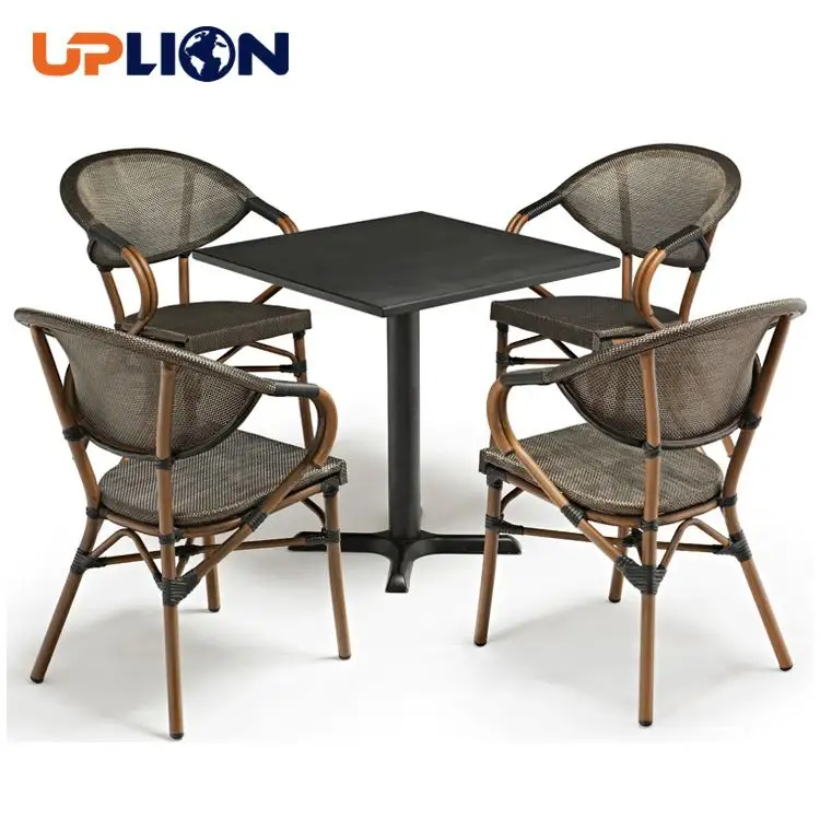 Uplion Metall Tisch und Stuhl für Coffee Shop Garten Kaffee Milch Tee Shop außerhalb Bambus Farbe Bistro Bar Esstisch und Stuhl