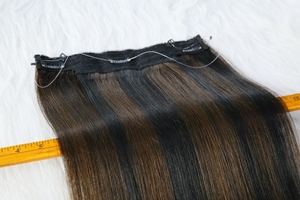 Extensiones de Cabello Natural con <span class=keywords><strong>Balayage</strong></span> Negro Natural y <span class=keywords><strong>Castaño</strong></span>, Extensiones de Cabello con Línea Invisible en Capas - Product Image 6