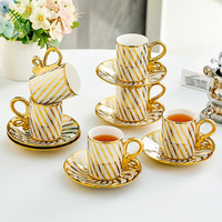 Ensemble de tasses turques en céramique de luxe, ensemble de tasses à thé en porcelaine pour 6 personnes, tasse à café et soucoupe en porcelaine fine de luxe avec boîte cadeau