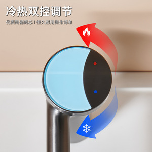 Copper Basin Faucet Single Handle Deck Mounted Brass Valve Core Hot Cold Water Sink Tap Bathroom Fixture - Product Image 3
