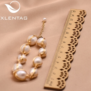 Bracelets et joncs ouverts en perles baroques naturelles plaqués or 18 carats faits à la main, <span class=keywords><strong>bracelet</strong></span> en <span class=keywords><strong>fil</strong></span> enveloppé, bijoux fins personnalisés - Product Image 3
