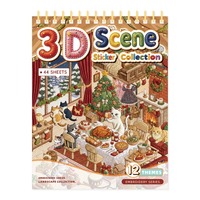 44 autocollants par paquet, série de paysages de conte de fées, collection d'autocollants de paysages, autocollants de paysages empilés en spirale DIY