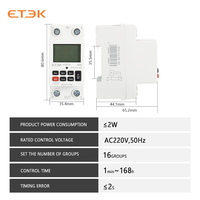 Relé Inteligente ETEK de 230V para Riel DIN, 40A, 2P, Programable Semanalmente, Interruptor de Tiempo con Cuenta Regresiva de 7 Días, Interruptor de Batería EKTS316