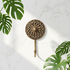 Ak Brass Sunflower Design Antique Brass Finished Metal Wall Hook <b>Hanger</b> Coat Clothes Towel <b>Key</b> <b>Hanger</b> For Home Decor - Product Image 2