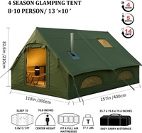 Tente de glamping de luxe gonflable double couche quatre saisons en PVC, imperméable Oxford 3000mm, avec prise de poêle et installation automatique