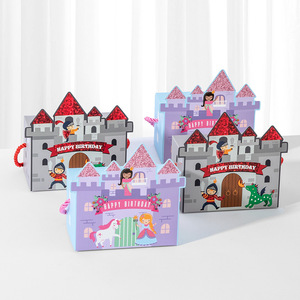 Boîte Cadeau en Gros Motif Château de Dessin Animé pour Bonbons, Décoration de Fête d'Anniversaire ou de Baby Shower, Boîte à Cadeaux Princesse et Prince - Product Image 2