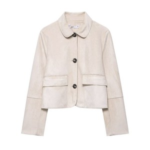 New Women's Long Sleeve Chic <b>Suede</b> Effect Short Fashion - Product Image 4