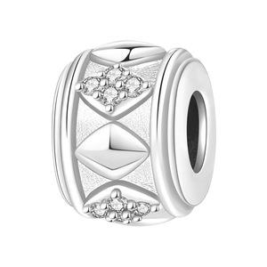 Original high-end DIY <b>bracelet</b> jewelry with copper rhombus-shaped silver and gold <b>beads</b>, fashionable pendant for women - Product Image 2