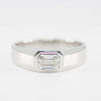 Prix bas de haute qualité S925 argent taille émeraude Moissanite diamant homme bague personnalisée