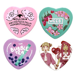 無料サンプルデザイン ブローチブランク アニメバッジピン ゴールドハートボタンピン カスタムロゴ バッジボタン用 - Product Image 1